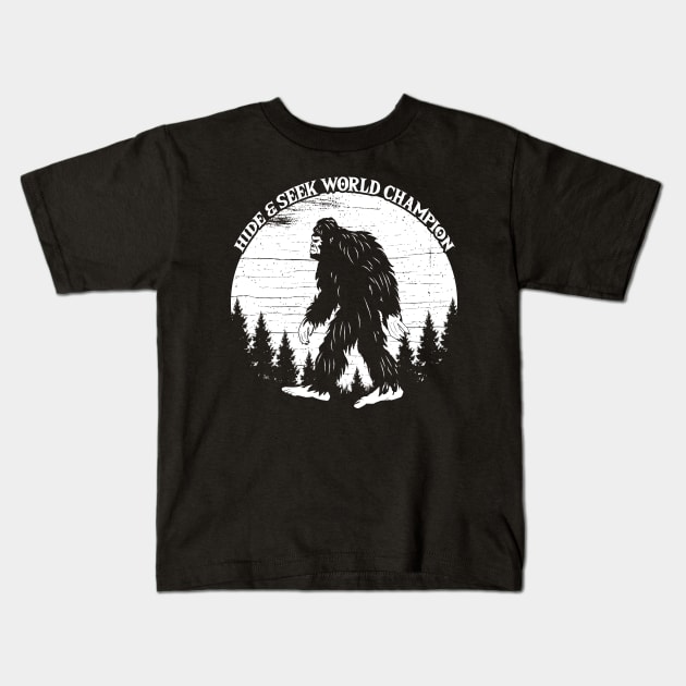 Bigfoot Hide And Seek World Champion Kids T-Shirt by Tesszero